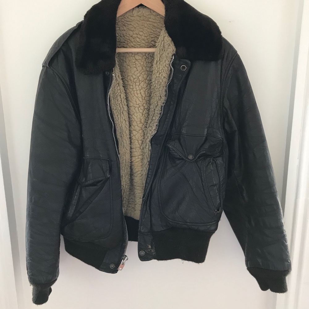 Vintage leather bomber jacket Large